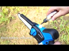เลื่อยลูกโซ่งานไม้แบบชาร์จไฟได้ 2 ก้อน เลื่อยโซ่ไฟฟ้ากิ่งไม้ขนาด 6 นิ้ว