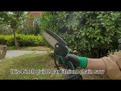 เลื่อยลูกโซ่ขนาดเล็กขนาดพกพาขนาด 4 นิ้ว 21v มอเตอร์แบบไม่มีแปรง เลื่อยลูกโซ่มือเดียวขนาดเล็ก