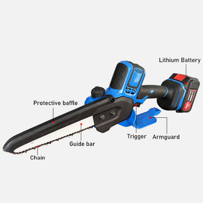 Cordless CE Handheld Mini Chainsaw 4000mah Battery Powered 8 Inch For Tree Cutting