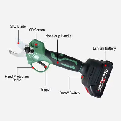 21V Battery Powered Pruner Cordless SK5 Blades Pruning Shear With LCD Display