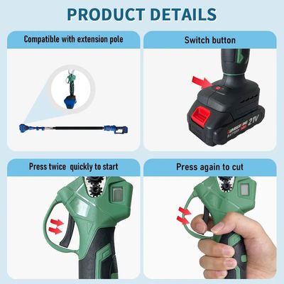 21V Battery Powered Pruner Cordless SK5 Blades Pruning Shear With LCD Display