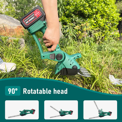 Rechargeable Lithium Hedge Trimmer with Interchangeable Heads for Precision Cutting