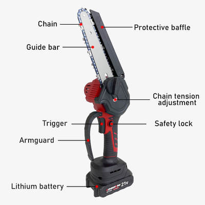21V Brushless Cordless Electric Chainsaw 6 Inch Mini Industrial Handheld Pruners Battery Powered